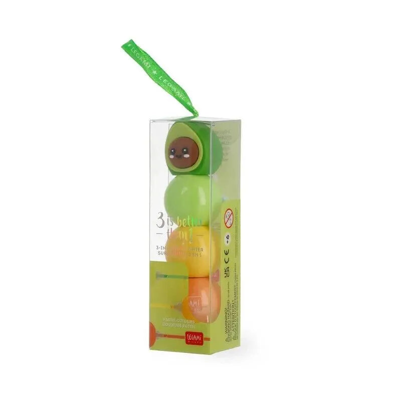 Legami | Marcador Fluorescente Pastel 3 em 1 | Abacate