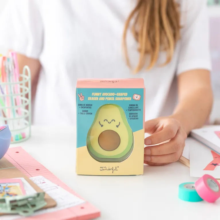 Set of eraser + pencil sharpener - AVOCADO