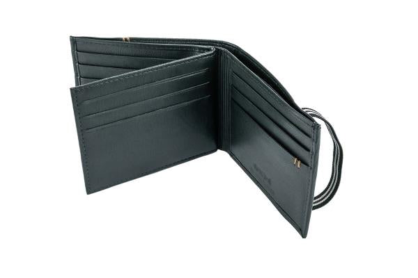 Rojo | Cartera pequeña de hombre de piel con protección anti-RFID | Negro