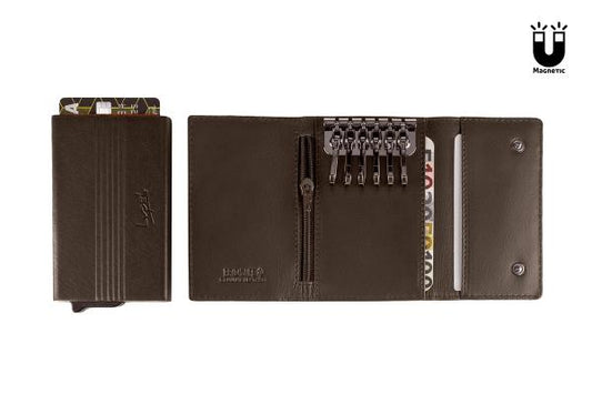 Porta-cartões metálico duplo