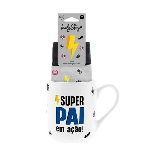 Super pai em ação - Pack caneca + meias