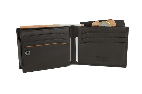 Rojo | Cartera de piel para hombre con protección anti-RFID | Marrón
