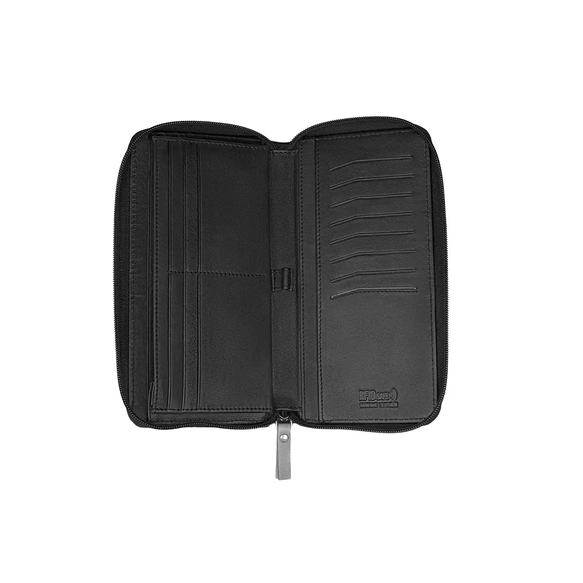 Rubre | Carteira de Mulher em Pele com Porta-moedas e Anti-RFID | Preto
