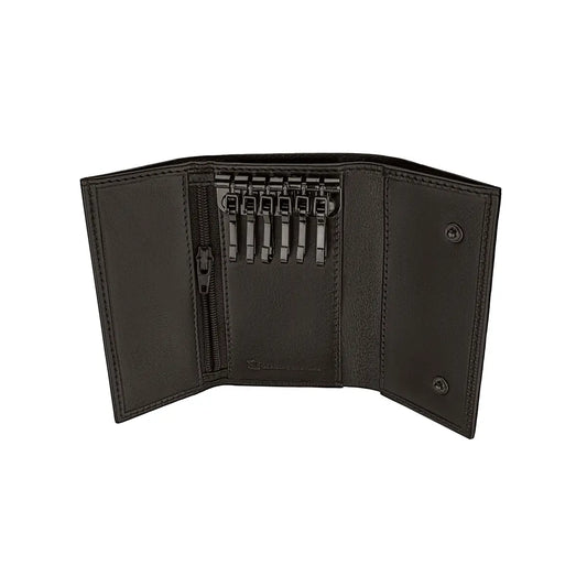 Rojo | Llavero de Piel con Billetes, Monedas y Tarjeteros | Marrón