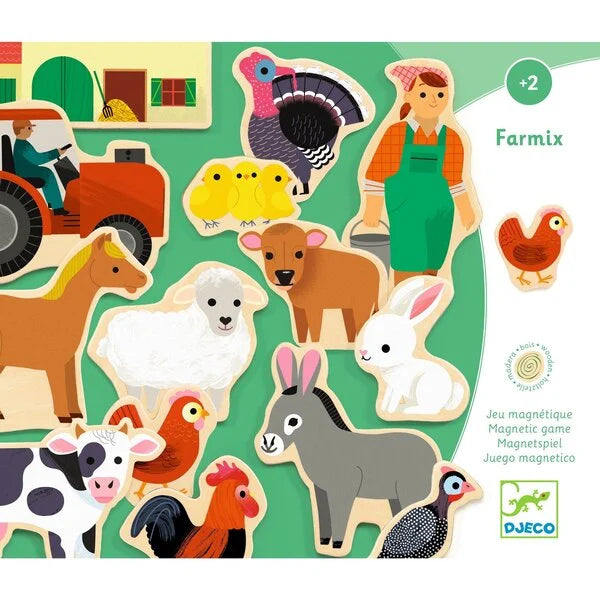 Farmix - ímans de madeira animais da quinta