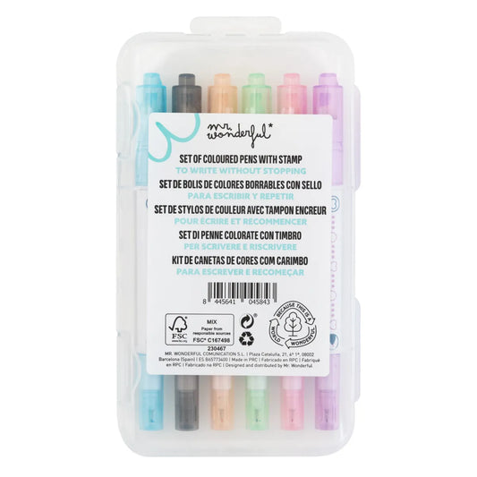 Set of color pens with stamp