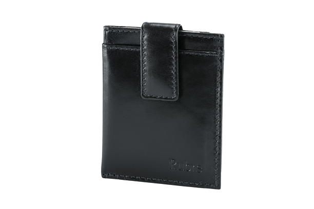 Rubre | Carteira Extra Pequena de Homem em Pele com Porta-Moedas e RFID | Preto