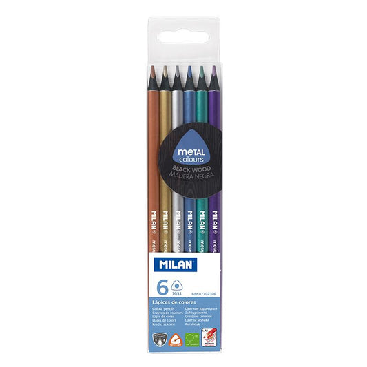 Caixa 6 lápis de cor metálicos triangulares