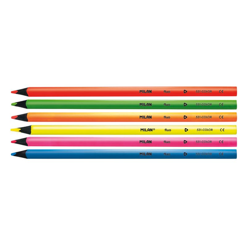 Milán | Caja 6 lápices triangulares con colores fluorescentes