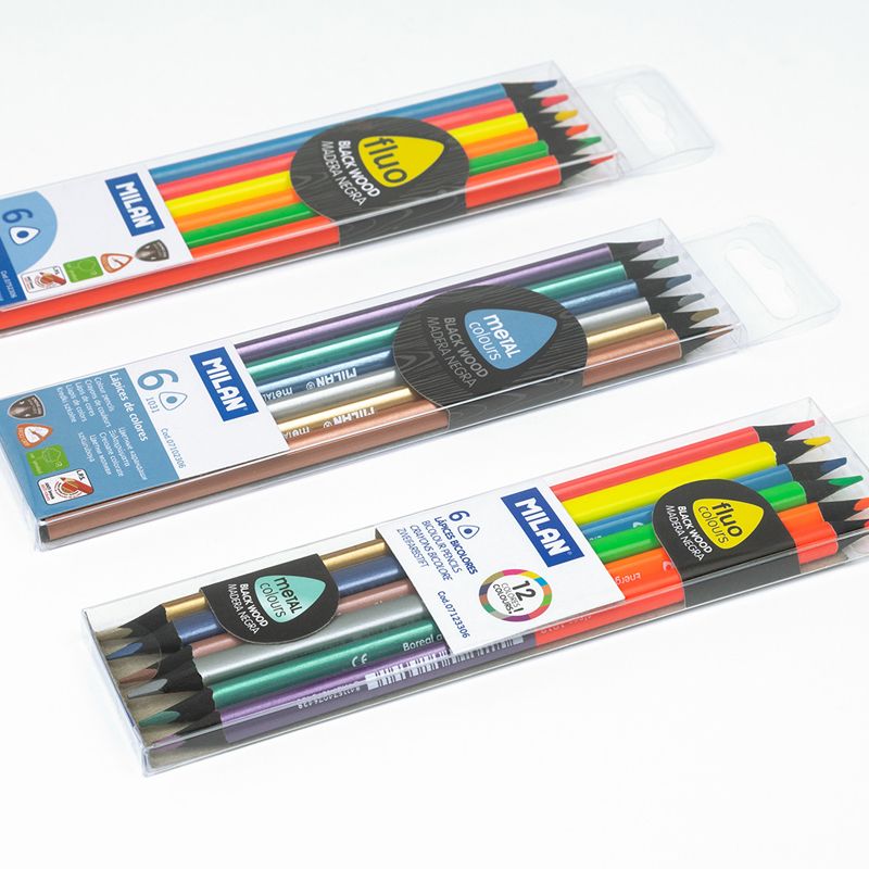 Milán | Caja 6 lápices triangulares con colores fluorescentes