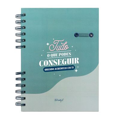 Caderno Azul Quadriculado A5 Espiral - Tudo o que Podes Conseguir Quando Acreditas em Ti