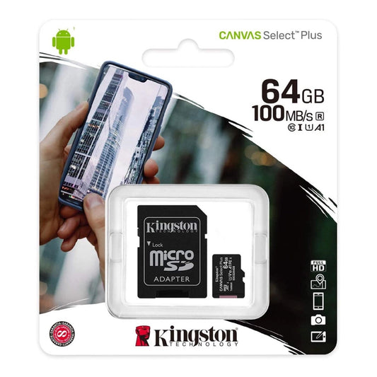 Kingston | Tarjeta de Memoria MicroSDXC Class10 de 64GB + Adaptador