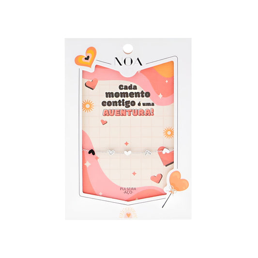 Pulseira "Cada momento contigo é uma aventura" - prateado