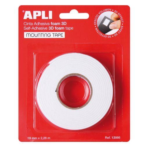 APLICAR | Cinta adhesiva de doble cara | 19 mm x 2,28 m