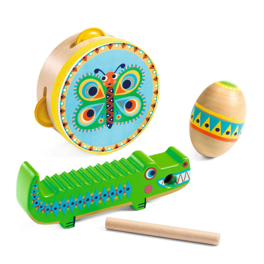 Conjunto de Percurssão: Pandeiro, Maracas e Guiro