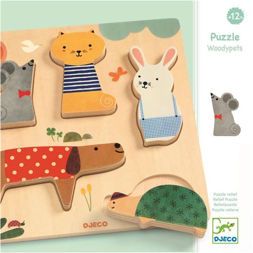 Woodypets - puzzle madeira p/ encaixar e empilhar