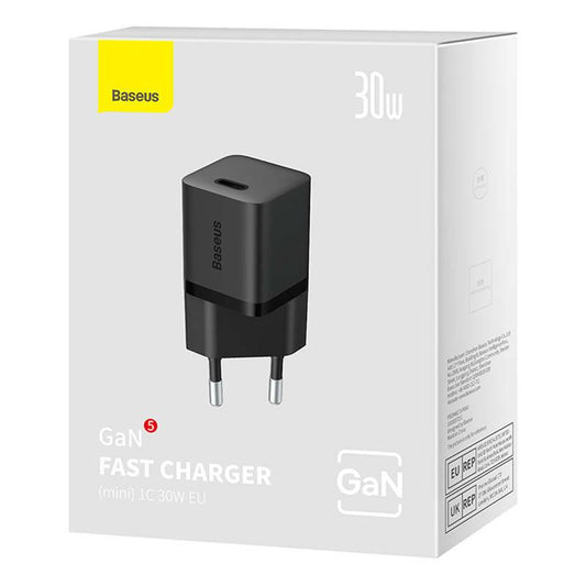 Baseus | Carregador GaN5 Fast Charger (Mini) USB-C 30W | Preto