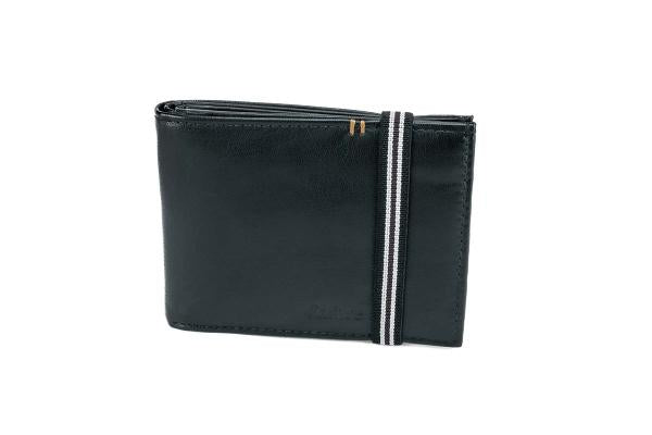 Rojo | Cartera pequeña de hombre de piel con protección anti-RFID | Negro