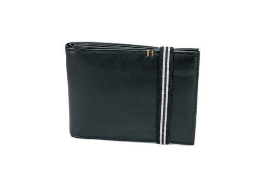 Rojo | Cartera pequeña de hombre de piel con protección anti-RFID | Negro