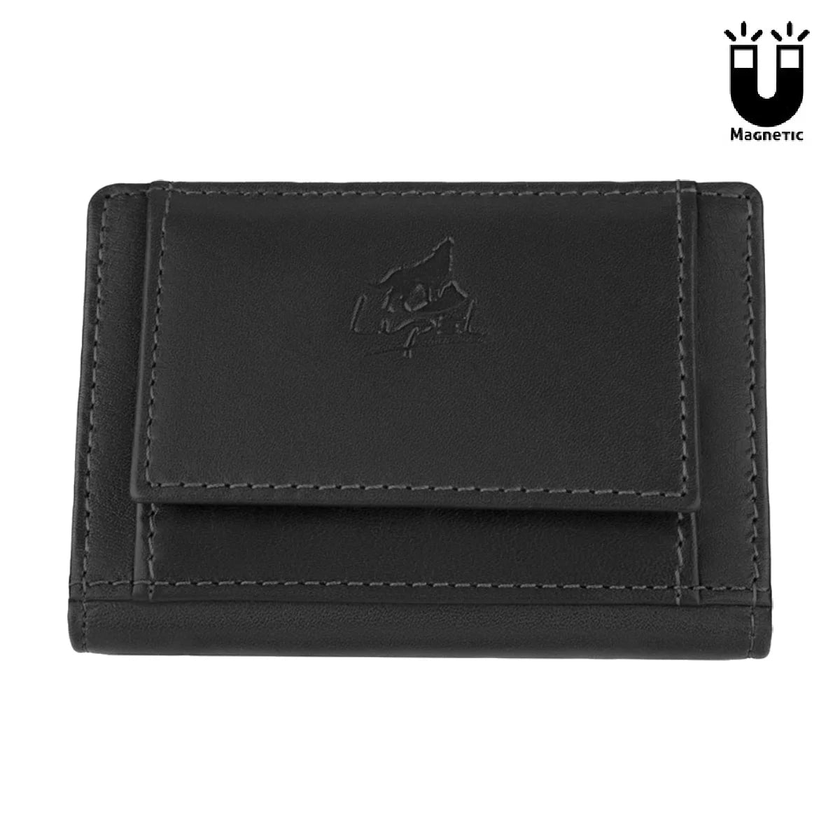 Rubre | Porta-Cartões em Pele c/Porta-Moedas, Anti-RFID e Magnetismo | Preto