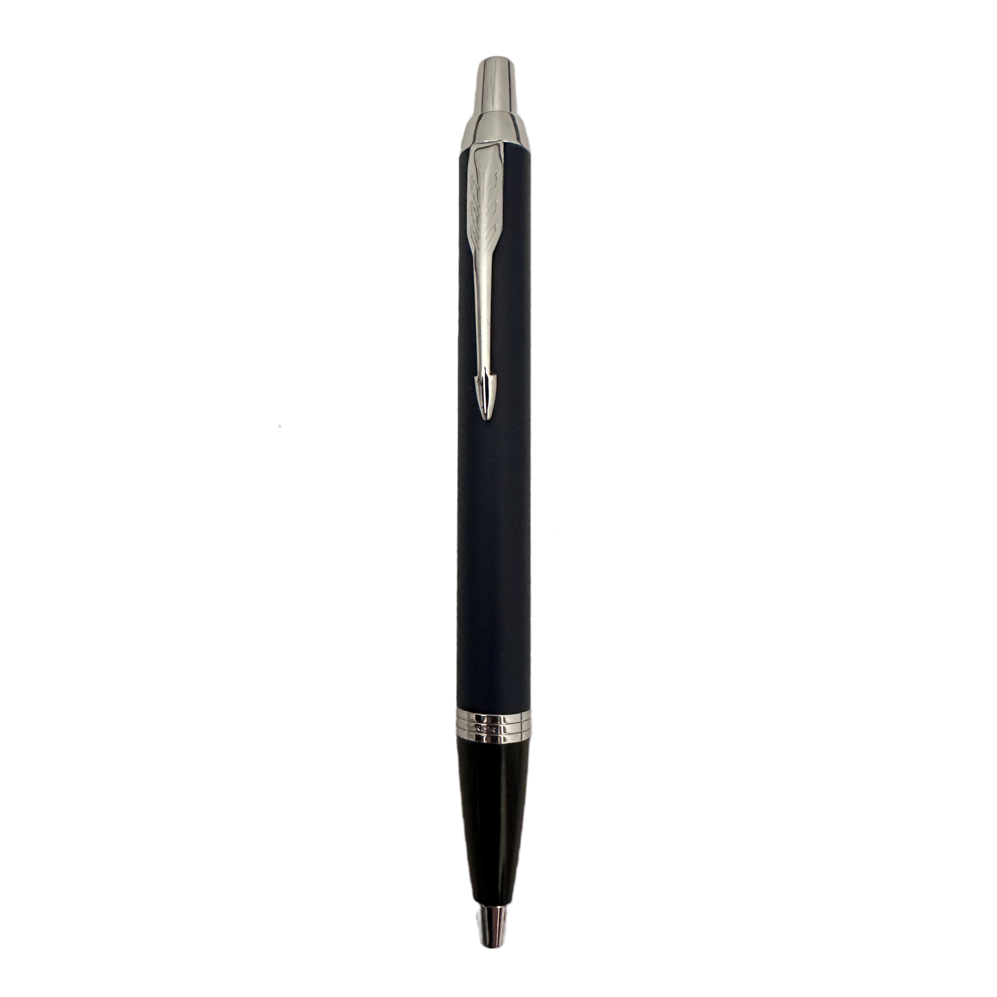 Parker | Bolígrafo negro brillante con franja plateada