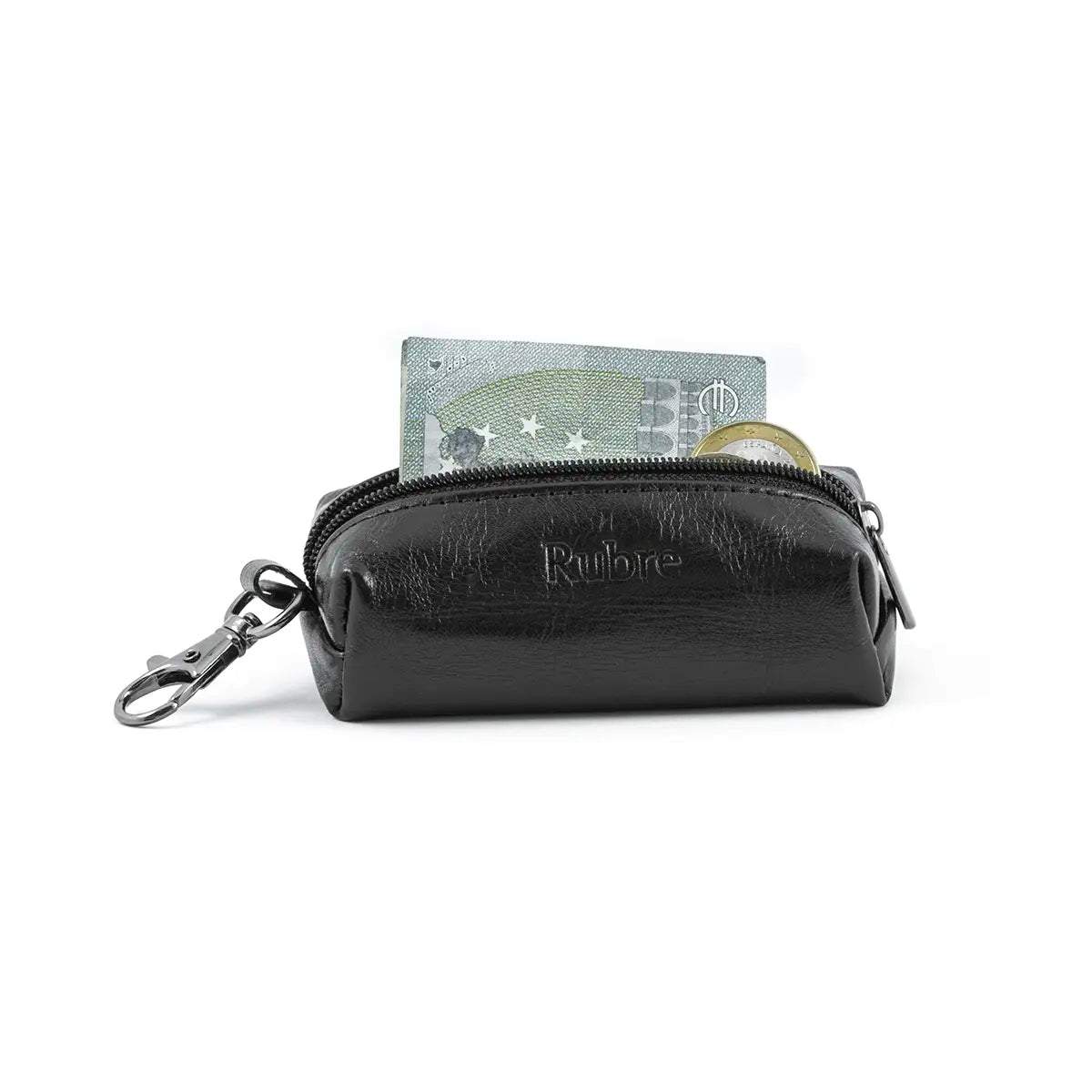 Rojo | Monedero de Piel con Llavero | Negro