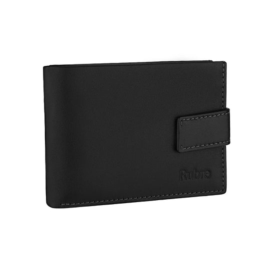 Rubre | Carteira de Homem em Pele com Porta-moedas e Anti-RFID | Preto