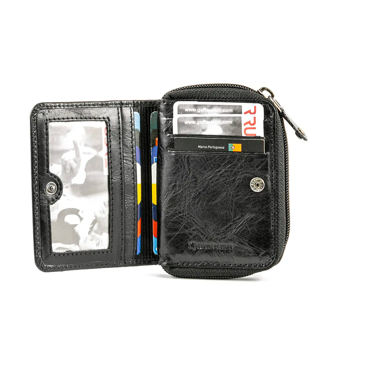 Rojo | Cartera de Piel con Monedero | Negro