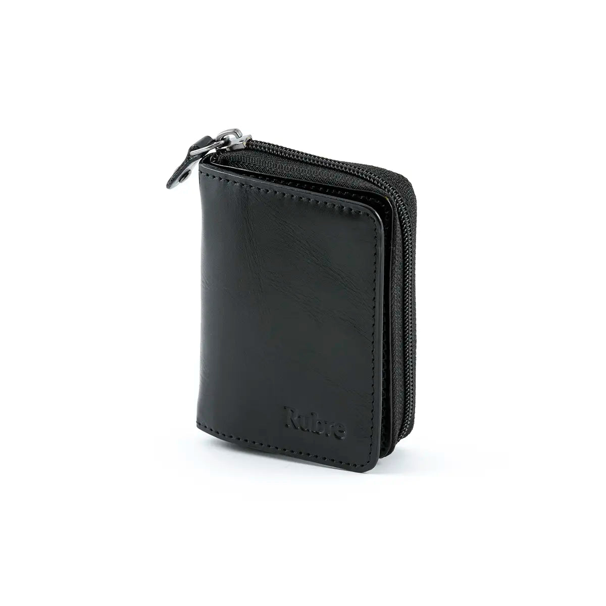 Rojo | Cartera de Piel con Monedero | Negro