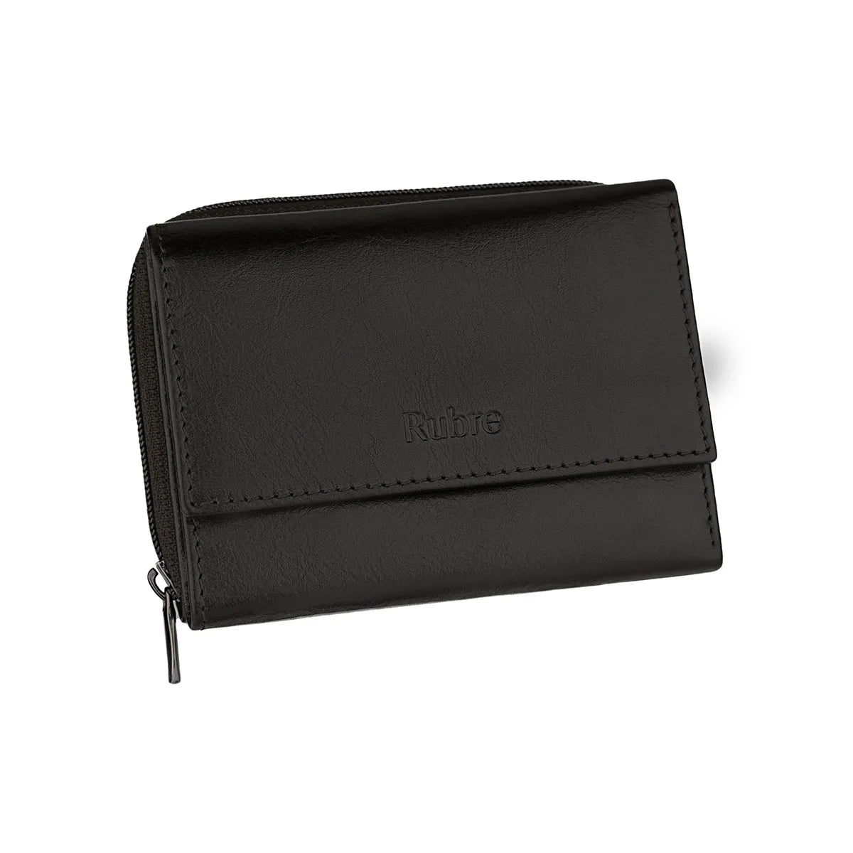Rubre | Carteira de Mulher em Pele com Porta-moedas e Anti-RFID | Castanho