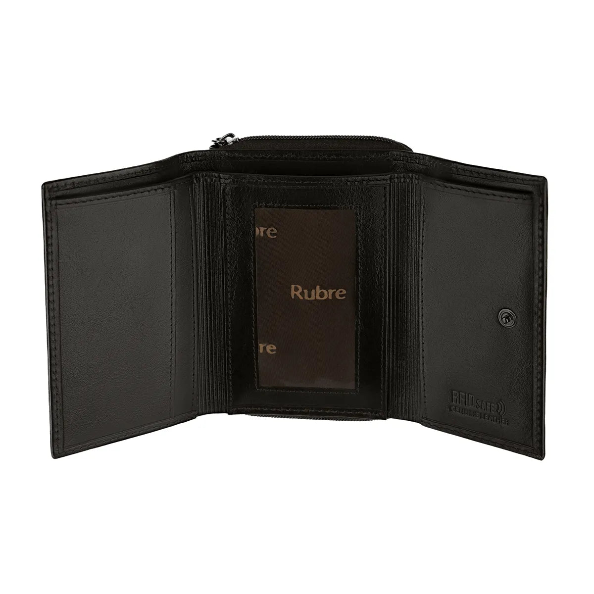 Rubre | Carteira de Mulher em Pele com Porta-moedas e Anti-RFID | Castanho
