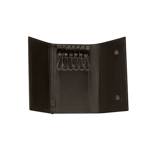 Rojo | Llavero de Piel con Billetes, Monedas y Tarjeteros | Marrón