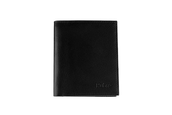 Rojo | Cartera de piel para hombre con protección anti-RFID | Negro