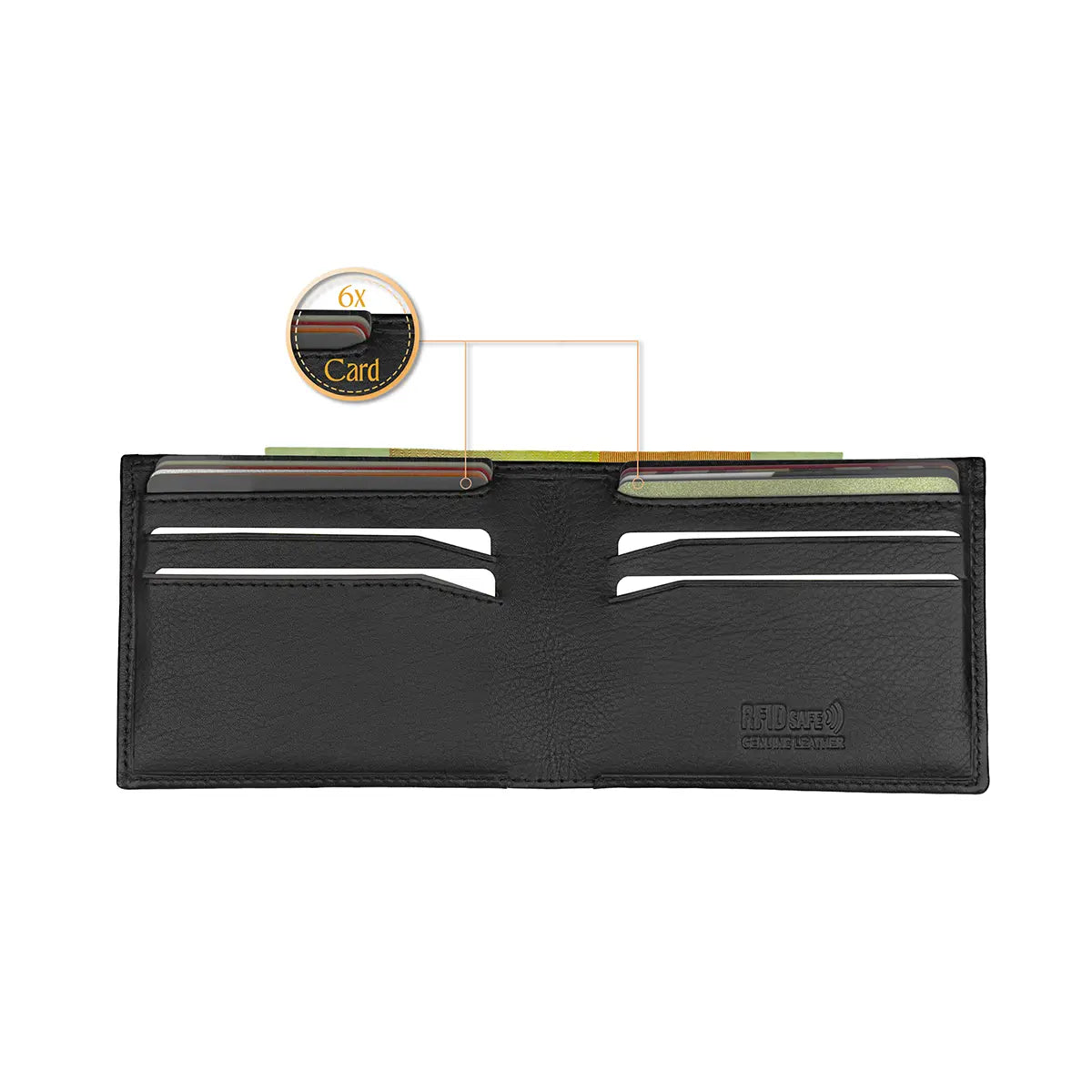 Rubre | Carteira em Pele com Porta-Moedas Secreto e Anti-RFID | Preto