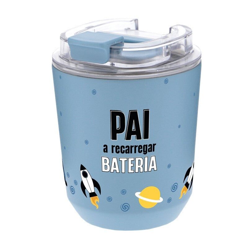 Pai a recarregar bateria - Copo térmico
