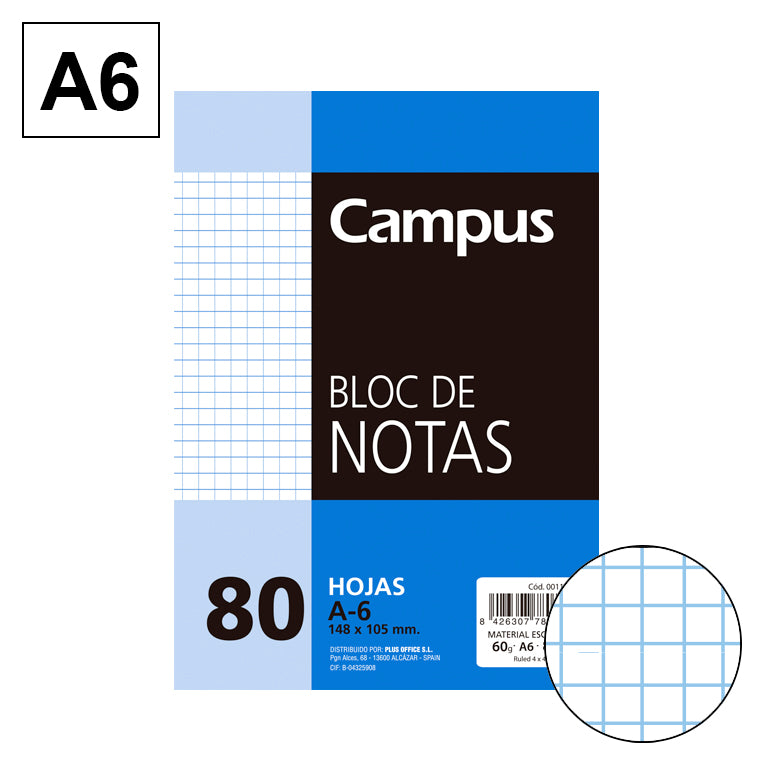 CAMPUS - Bloco notas A6 quadriculado