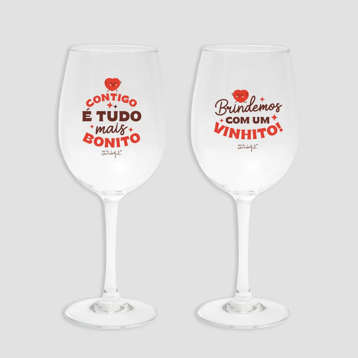 Kit de 2 copas de vino - Todo es más bonito contigo. ¡Brindemos con un vino!