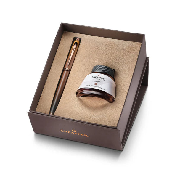 SHEAFFER 100 - Conjunto caneta + tinteiro coffe Edição limitada