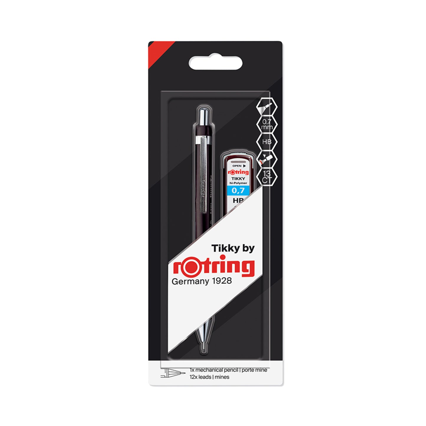 rotring | Portaminas Tikky de 7 mm con minas | Negro